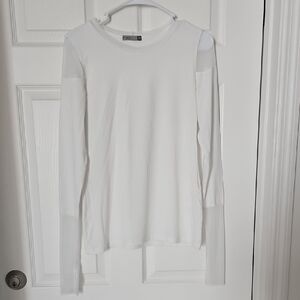 ART POINT White Mesh-Shoulder & Sleeves And  Long Sleeve Top